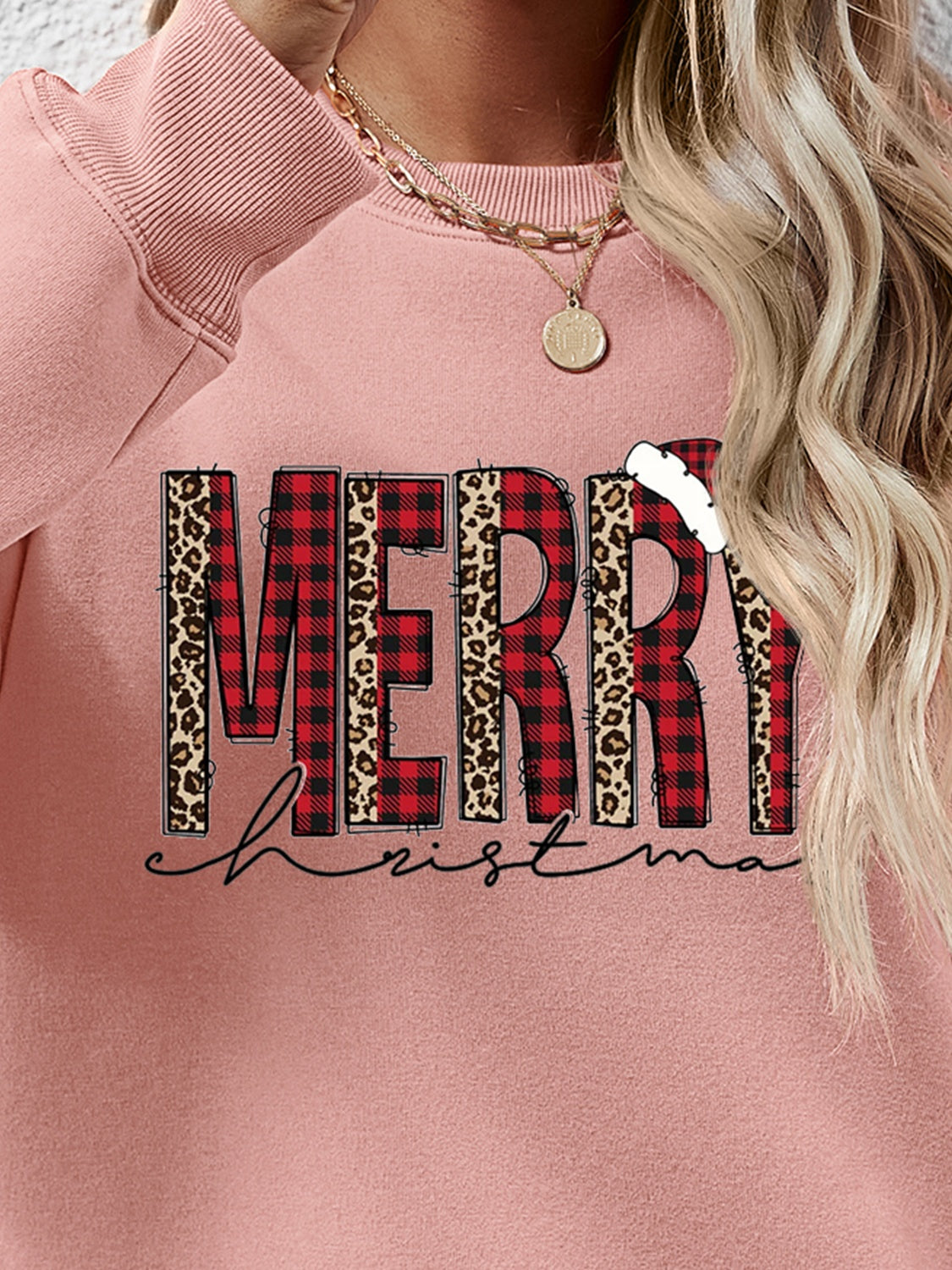 MERRY CHRISTMAS Round Neck Long Sleeve Sweatshirt-Jewearrings