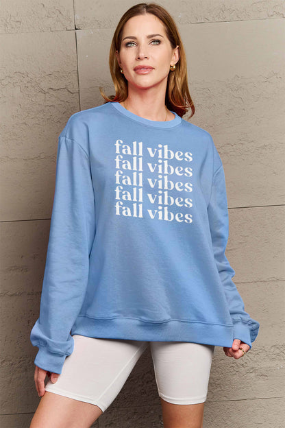 Simply Love Full Size FALL VIBES Graphic Sweatshirt-Jewearrings