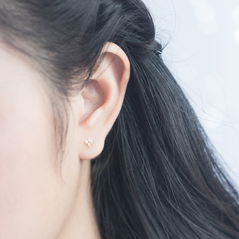 Women's Korean Style Silver Flower Earrings-Jewearrings