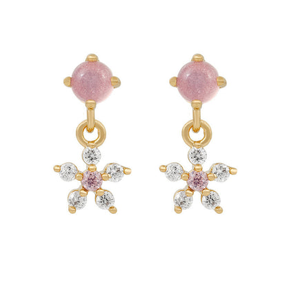 Zircon Earrings 18K Gold Color Preserving Jewelry Girly Cute-Jewearrings