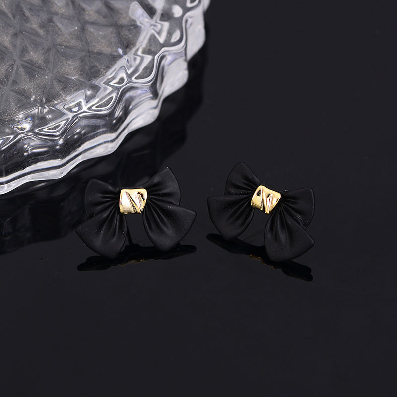 Fashion Trend Earrings Simple Personality Metal Texture Earrings Bow-Jewearrings