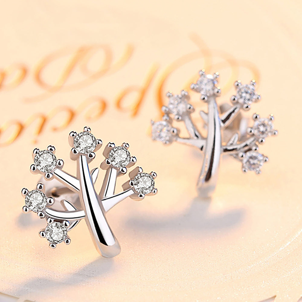 S925 sterling silver Christmas tree earrings-Jewearrings