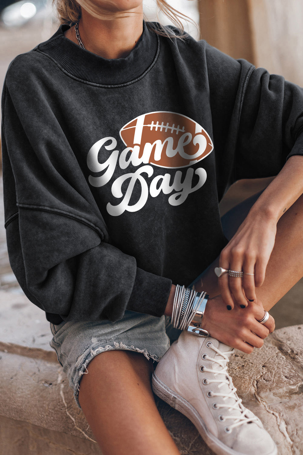 GAME DAY Graphic Drop Shoulder Sweatshirt-Jewearrings