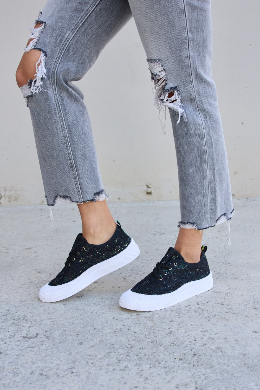 Forever Link Sequin Lace-Up Platform Sneakers-Jewearrings