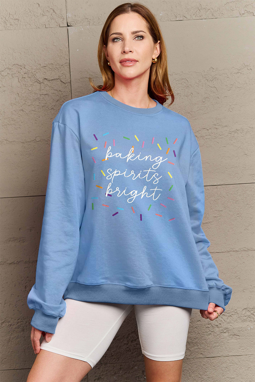 Simply Love Full Size Letter Graphic Round Neck Long Sleeve Sweatshirt-Jewearrings