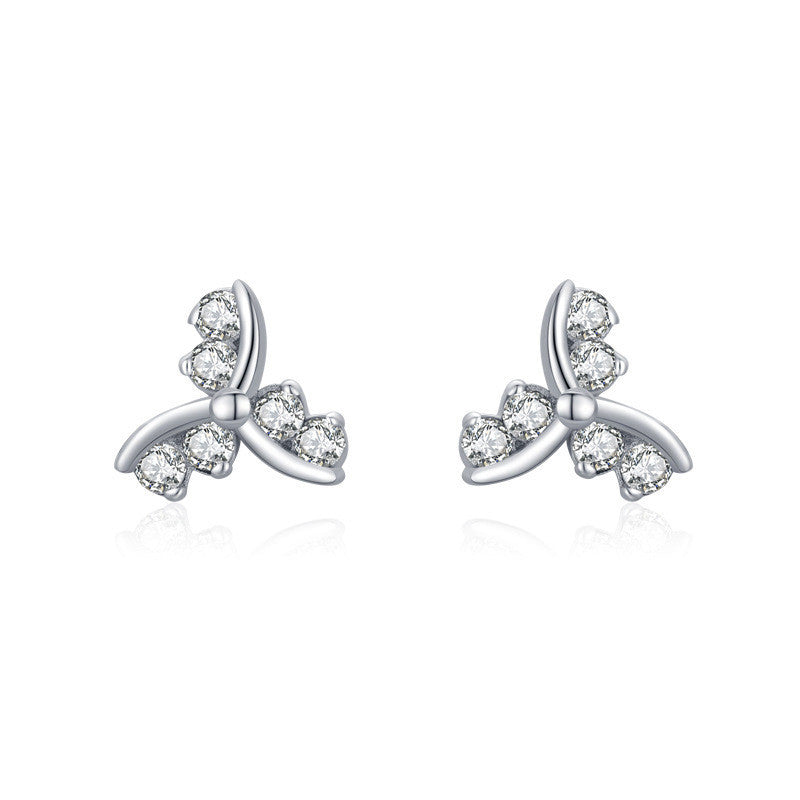 Women's Silver Geometric Stud Micro Setting Earrings-Jewearrings