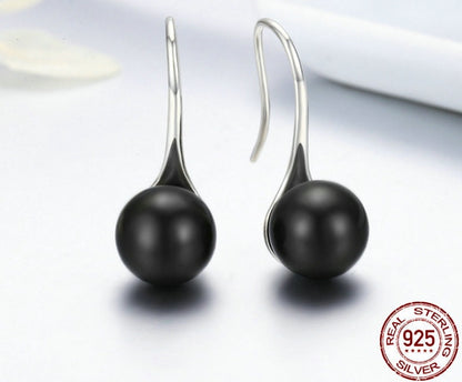 Sterling silver s925 earrings female black pearl personality earrings-Jewearrings