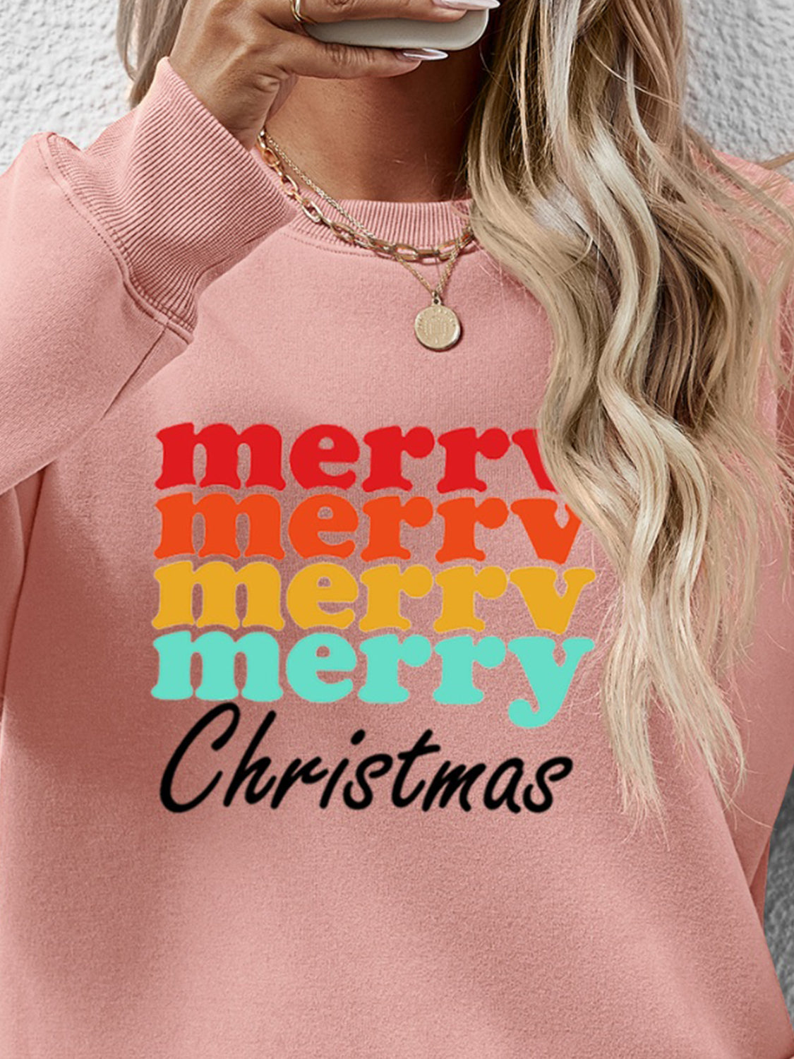 MERRY CHRISTMAS Graphic Long Sleeve Sweatshirt-Jewearrings