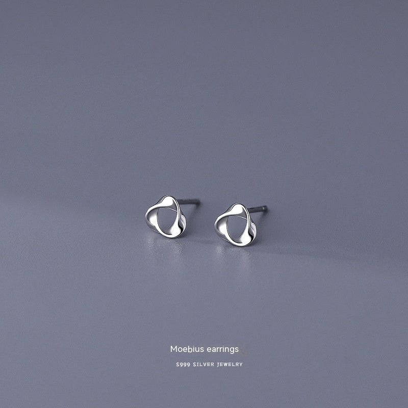 S999 Pure Silver Stud Earrings For Women Simple-Jewearrings