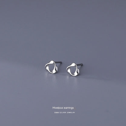 S999 Pure Silver Stud Earrings For Women Simple-Jewearrings