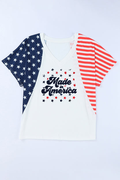 Stars and Stripes V-Neck Tee Shirt-Jewearrings