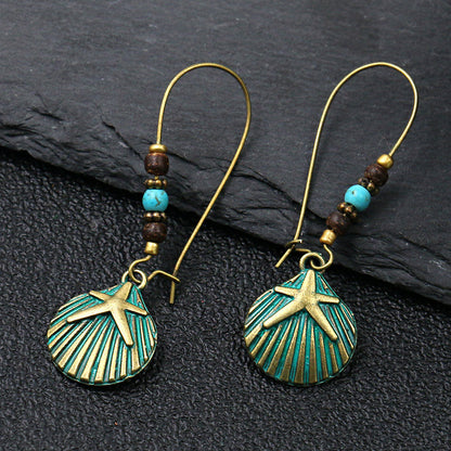 Vintage Tribal Ancient Bronze Dangle Earrings Bohemian Large Long Hollow Earrings-Jewearrings