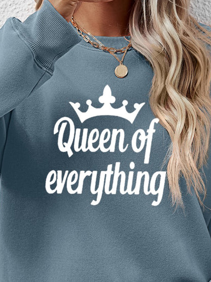 QUEEN OF EVERYTHING Round Neck Sweatshirt-Jewearrings