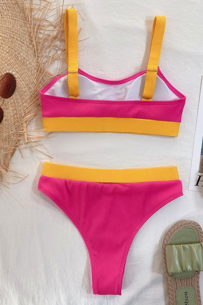 Color Block Scoop Neck Bikini Set-Jewearrings