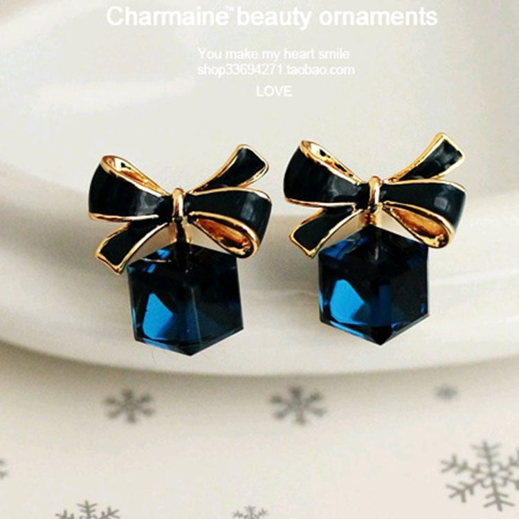 Bow Cube Earrings-Jewearrings