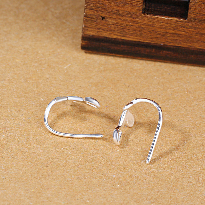 Small leaves earrings sterling silver girls Korean jewelry Christmas earrings silver s925 sterling silver earrings tender leaf ear clip-Jewearrings