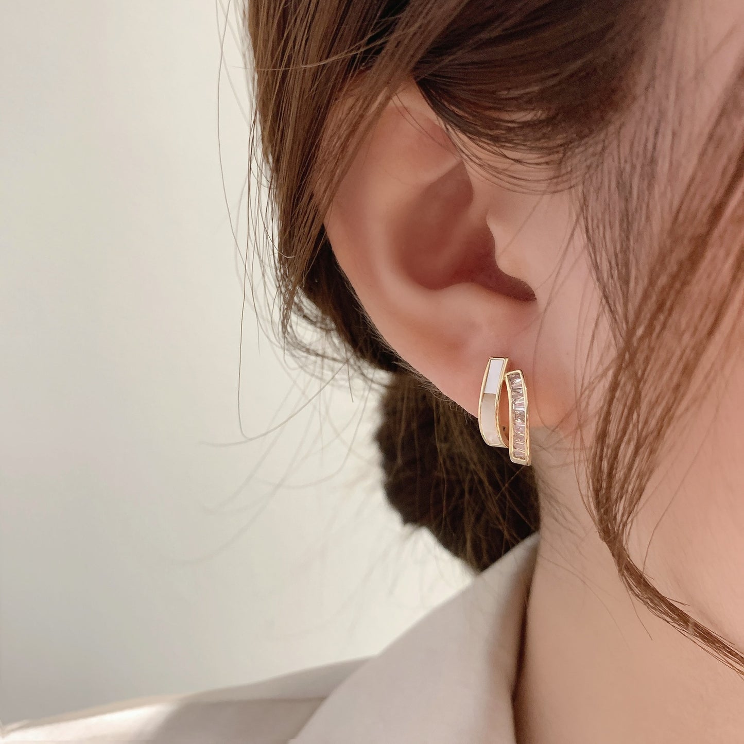 Fashion New Temperament Double-layer Personality Simple Silver Earrings-Jewearrings