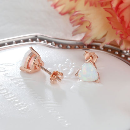 Fire Opal Small Heart Stud Earrings-Jewearrings