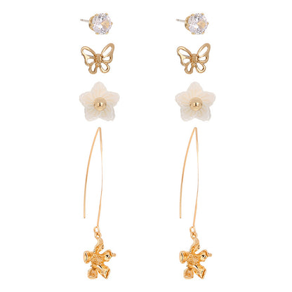 Flowers, butterflies, 4-piece set, Stud earrings-Jewearrings