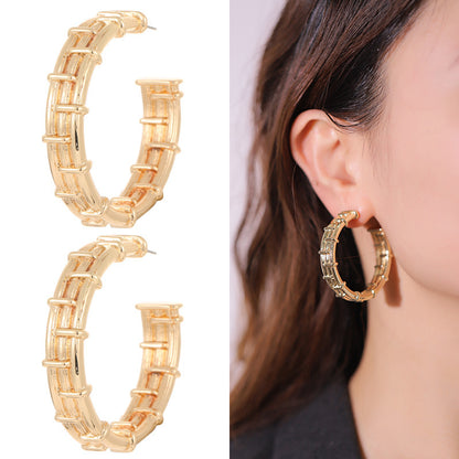 Women's Exaggerated Metal Grain Gold-plated Earrings-Jewearrings