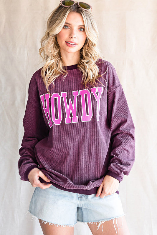 HOWDY Graphic Dropped Shoulder Sweatshirt-Jewearrings