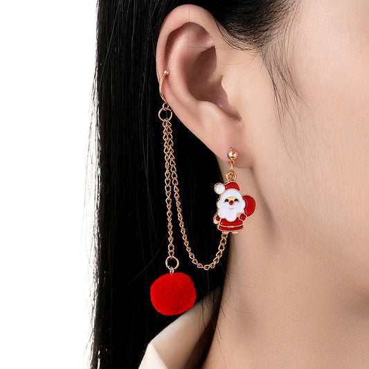 Earbone Clip Earrings Santa Claus Tree-Jewearrings