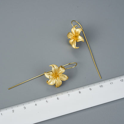 Female lily sterling silver S925 earrings-Jewearrings