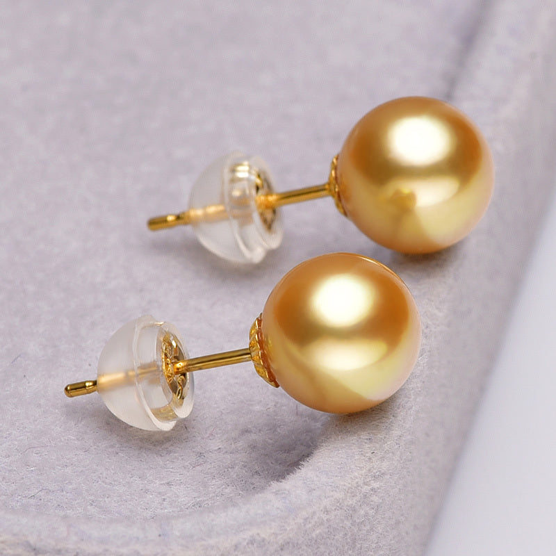 Small Bulb 18k Gold Pearl Stud Earrings-Jewearrings