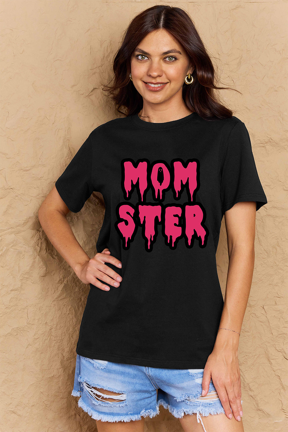 Simply Love Full Size MOM STER Graphic Cotton T-Shirt-Jewearrings