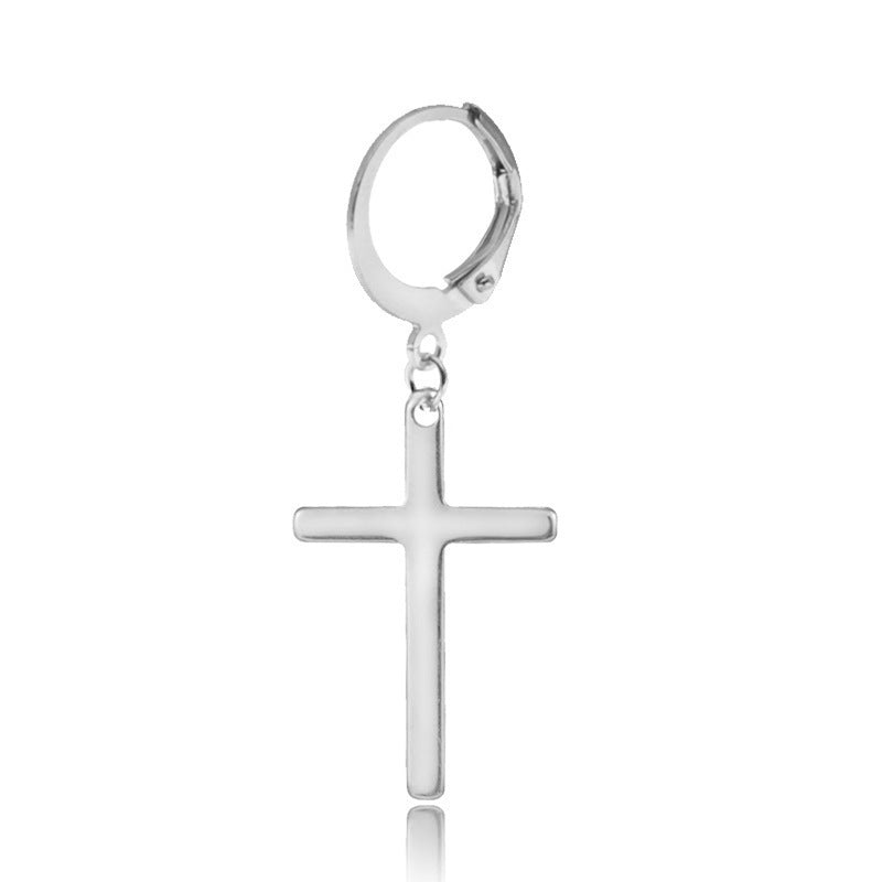 Stainless Steel Cross Men's Earrings-Jewearrings