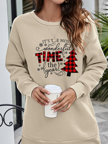 Christmas Tree Graphic Drop Shoulder Sweatshirt-Jewearrings