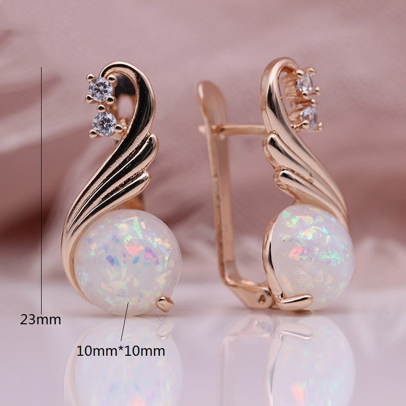 Champagne crystal opal agate earrings-Jewearrings