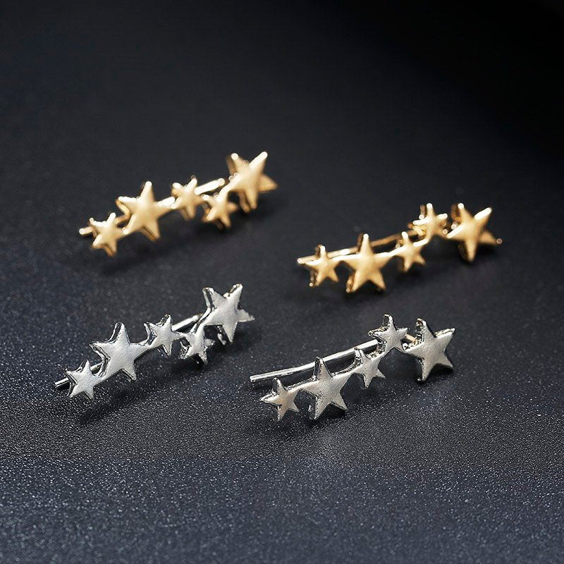 Exquisite creative five-pointed star ear bone clip earrings for girls accessories-Jewearrings