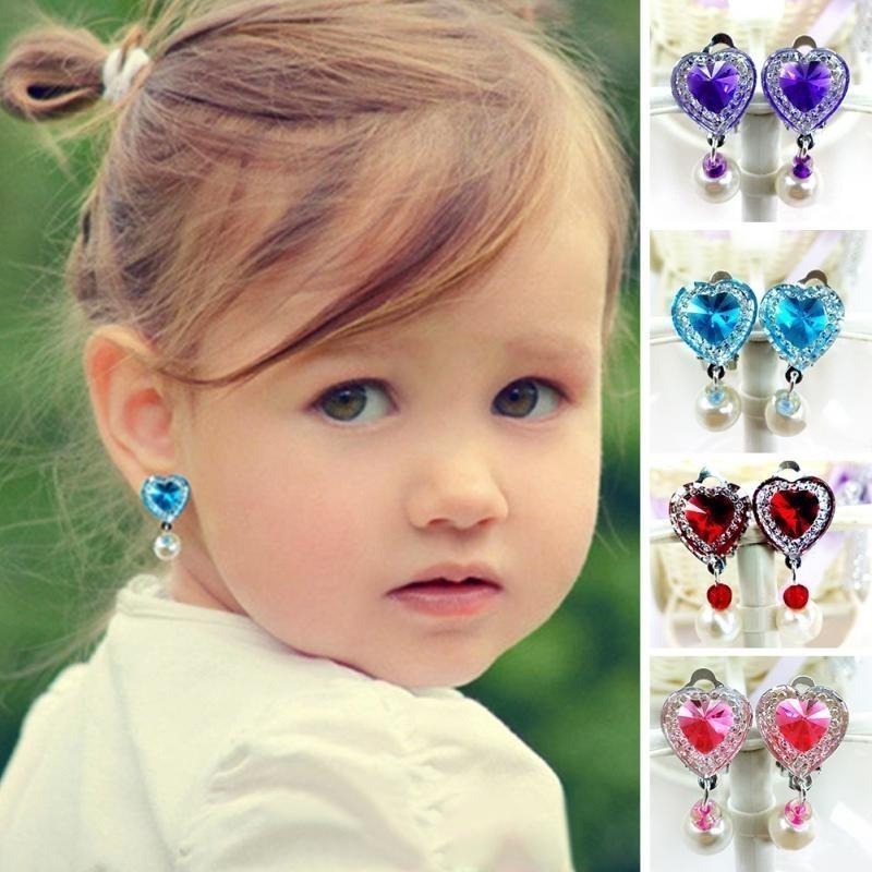 Children's Ear Clip Earrings Princess Without Pierced Ears-Jewearrings