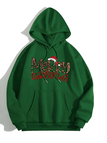 MERRY CHRISTMAS Graphic Drawstring Hoodie-Jewearrings