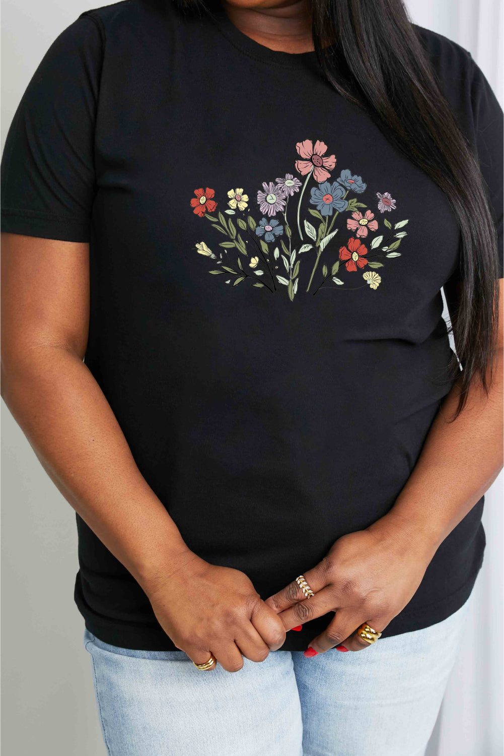 Simply Love Simply Love Full Size Flower Graphic Cotton Tee-Jewearrings