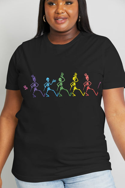 Simply Love Full Size Dancing Skeleton Graphic Cotton Tee-Jewearrings