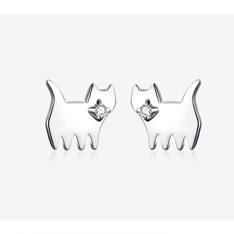 S925 cat earrings in sterling silver-Jewearrings