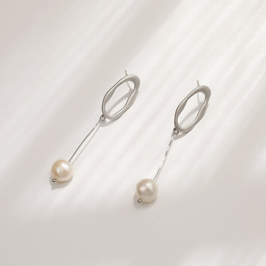 Water Pearl Earrings, Simple And Thin Earrings-Jewearrings