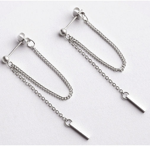 S925 Simple Dangle Chain Earrings-Jewearrings