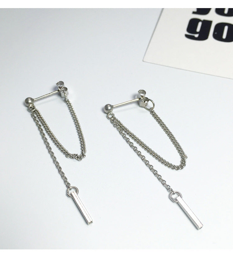 S925 Simple Dangle Chain Earrings-Jewearrings