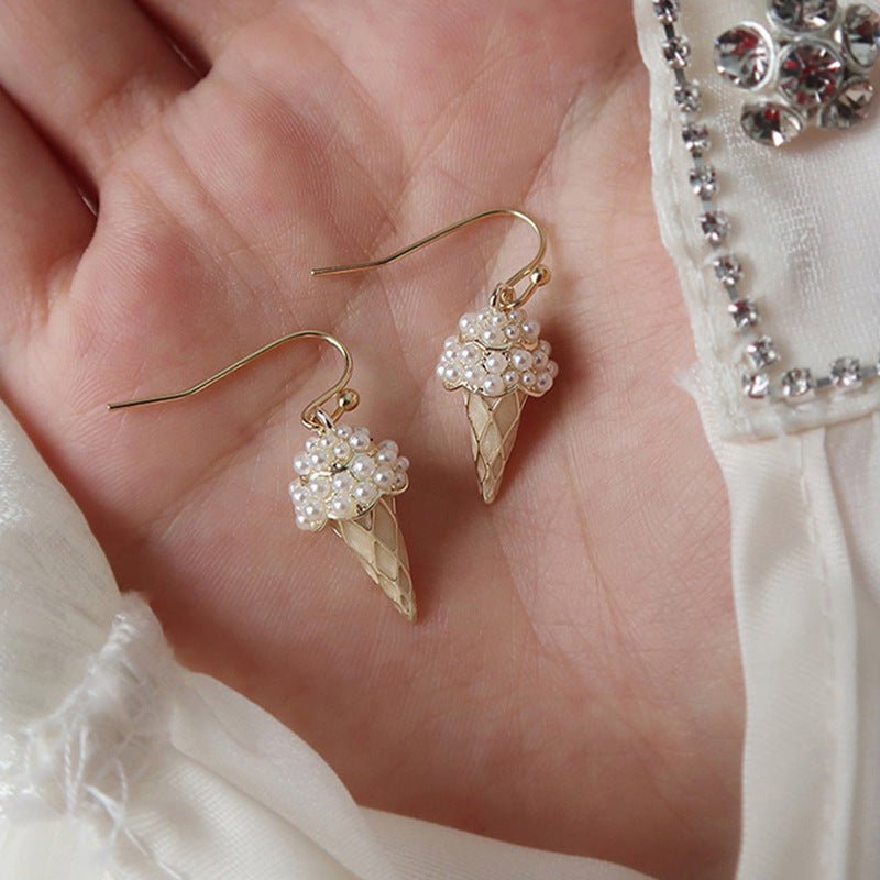 Simple pearl ice cream earrings-Jewearrings