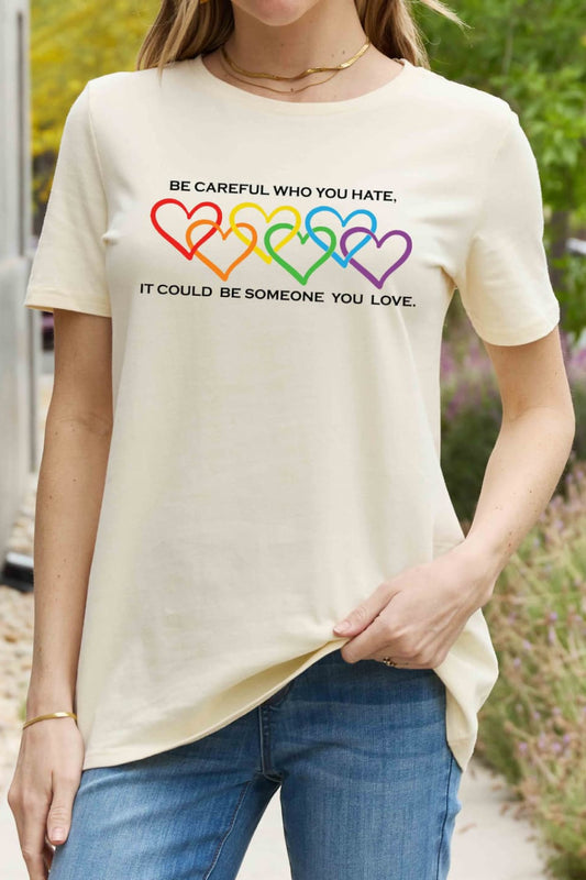 Simply Love Full Size Heart Slogan Graphic Cotton Tee-Jewearrings