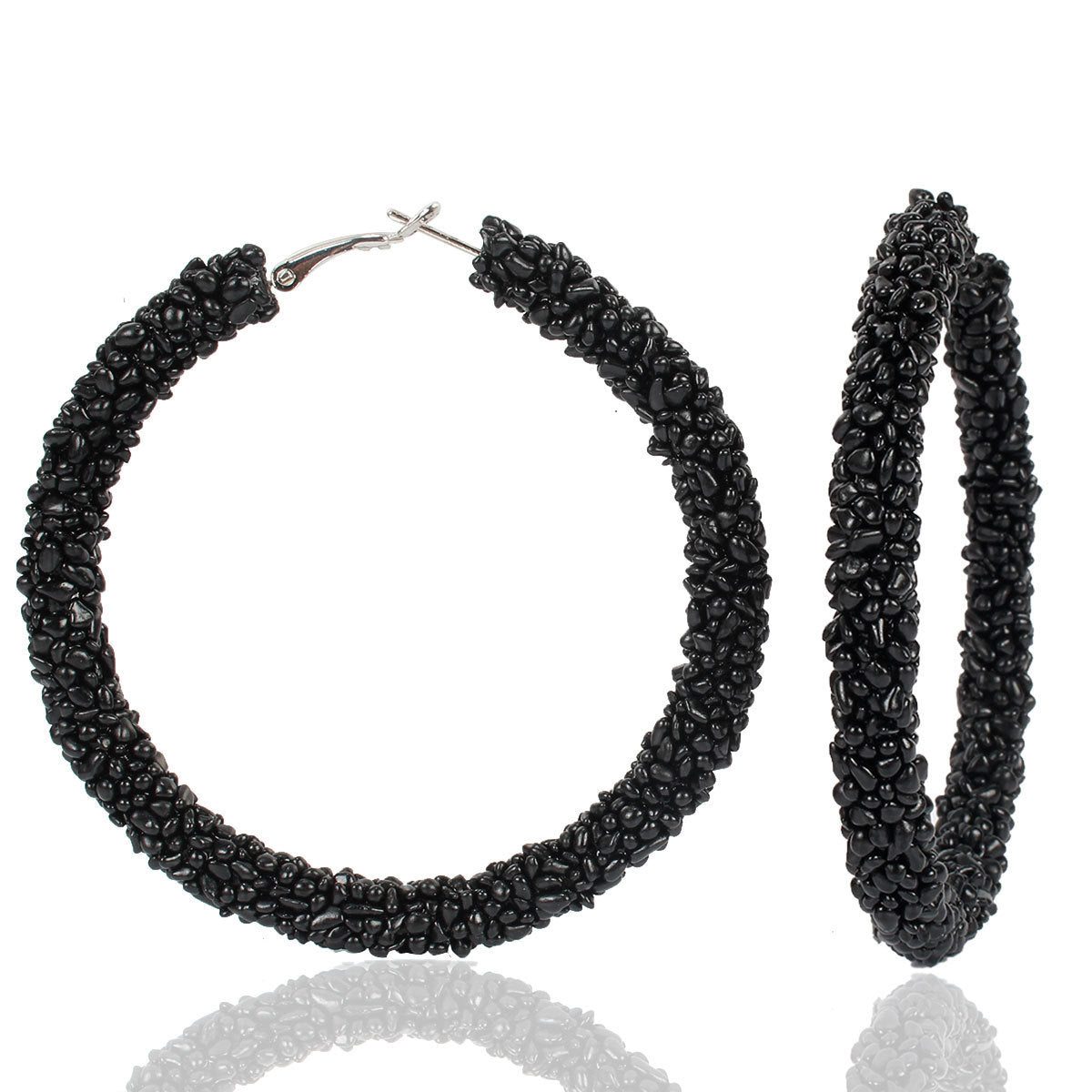 Wild Raw Stone Hoop Earrings-Jewearrings