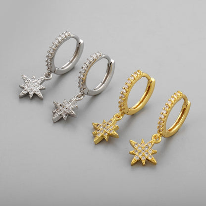 Silver Shiny Star Hoop Earrings For Women Hot Danity Gold Silver Color Party Jewelry-Jewearrings