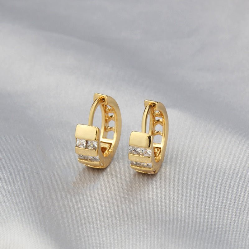 925 Silver Nails New Simple Inlaid Zirconium Earrings For Women-Jewearrings