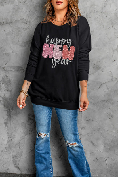 HAPPY NEW YEAR Round Neck Sweatshirt-Jewearrings