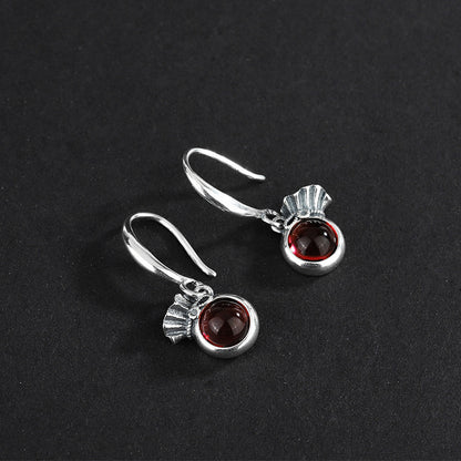 925 Sterling Silver Blessing Bag Pigeon Some Red Zircon Earrings Female-Jewearrings