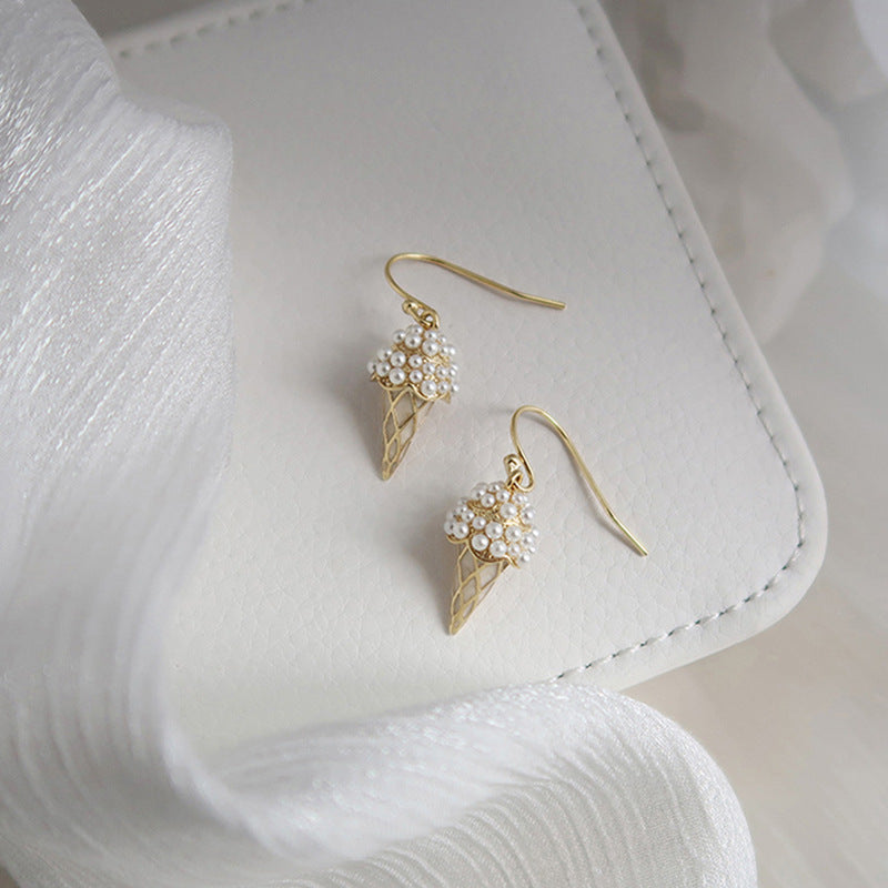 Simple pearl ice cream earrings-Jewearrings