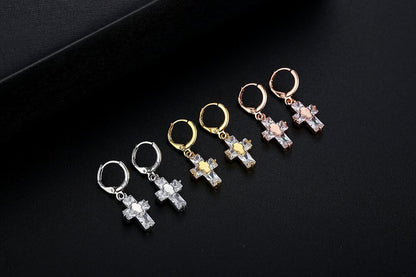 Fashion Cross Zircon Earrings-Jewearrings